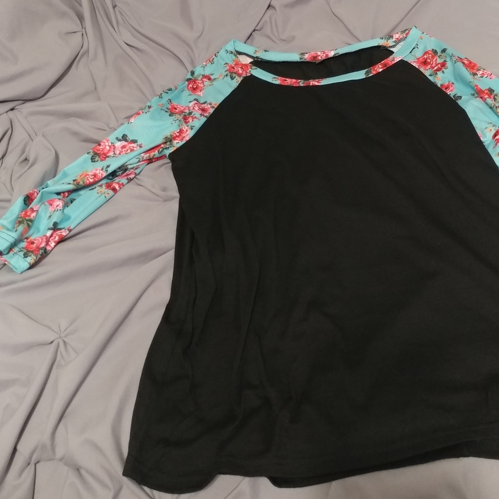 Unbranded/Asian XXL Raglan Tee 3/4 Sleeve Floral